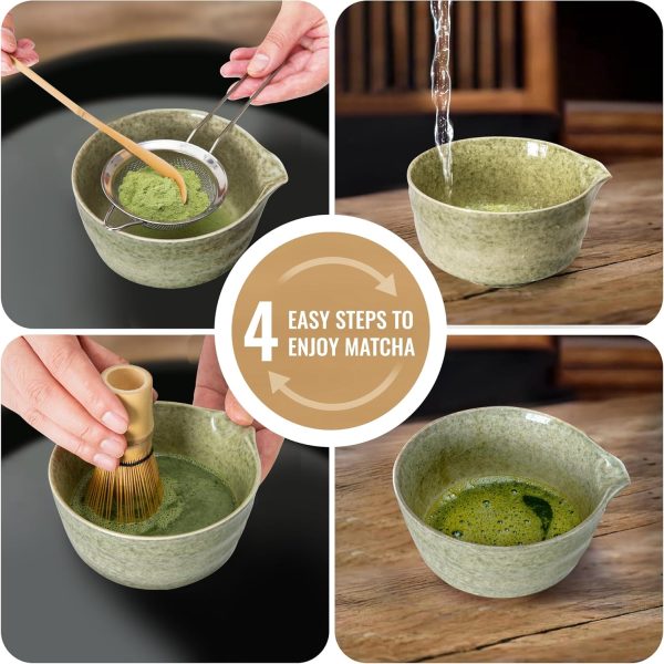 Matcha Making Kit Whisk Bamboo Scoop Powder Starter Sifter Spoon Tea Tools - Image 3