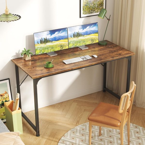 Wood Computer Desk Study Rustic Brown Metal Frame China Factory - Image 6