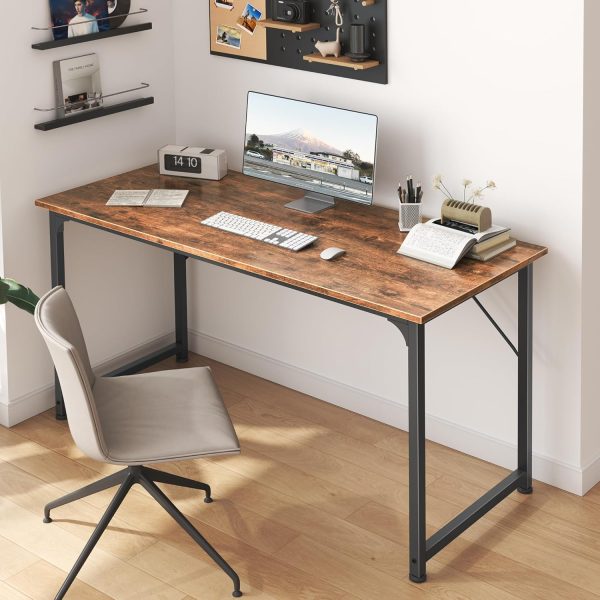 Wood Computer Desk Study Rustic Brown Metal Frame China Factory - Image 5