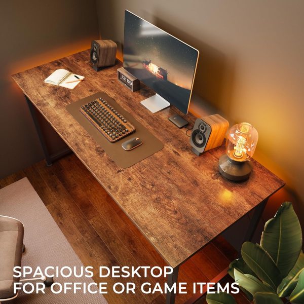 Wood Computer Desk Study Rustic Brown Metal Frame China Factory - Image 3