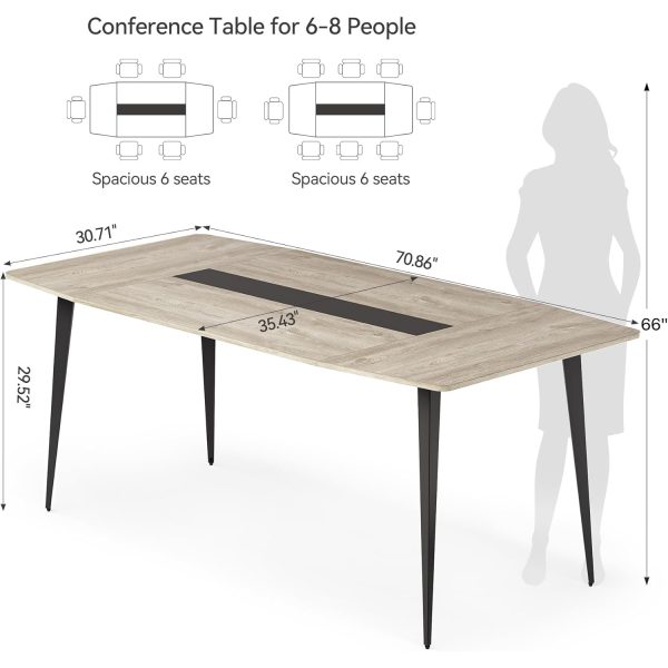 Meeting Room Conference Table for Small Businesses Boat Shaped Meeting Seminar Boardroom Table 6 FT Conference Room Table - Image 7