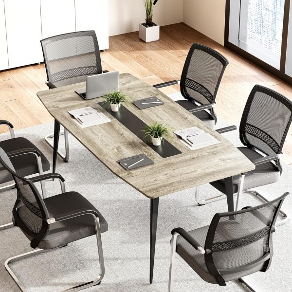 Meeting Room Conference Table for Small Businesses Boat Shaped Meeting Seminar Boardroom Table 6 FT Conference Room Table - Image 5