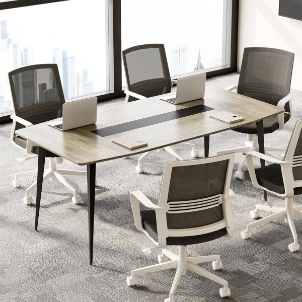 Meeting Room Conference Table for Small Businesses Boat Shaped Meeting Seminar Boardroom Table 6 FT Conference Room Table - Image 3