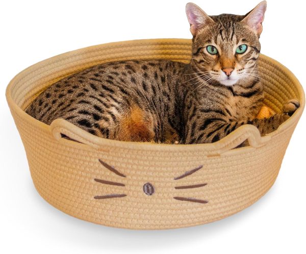 2 in 1 Cat Bed and Storage Basket with Removable Washable Cushion Plush Cotton Rope Bed for Small Cats and Kittens Indoor Use Bamboo Wooden Products Manufacturer