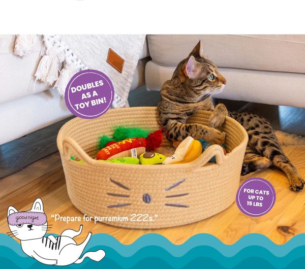 2 in 1 Cat Bed and Storage Basket with Removable Washable Cushion Plush Cotton Rope Bed for Small Cats and Kittens Indoor Use Bamboo Wooden Products Manufacturer - Image 7