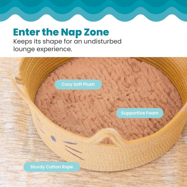 2 in 1 Cat Bed and Storage Basket with Removable Washable Cushion Plush Cotton Rope Bed for Small Cats and Kittens Indoor Use Bamboo Wooden Products Manufacturer - Image 5