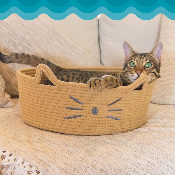 2 in 1 Cat Bed and Storage Basket with Removable Washable Cushion Plush Cotton Rope Bed for Small Cats and Kittens Indoor Use Bamboo Wooden Products Manufacturer - Image 3