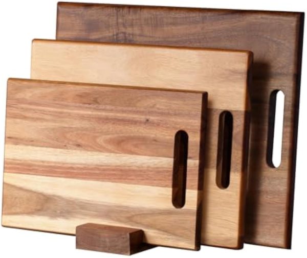 Acacia Wood Cutting Board Set of 3 with Handle Thick Butcher Block Wooden Chopping Boards for Meat Vegetables Cheese Fruit China Products Manufacturer