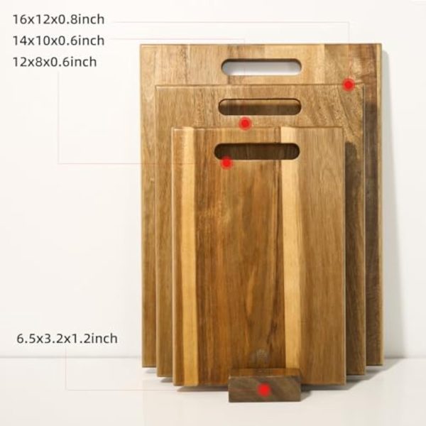 Acacia Wood Cutting Board Set of 3 with Handle Thick Butcher Block Wooden Chopping Boards for Meat Vegetables Cheese Fruit China Products Manufacturer - Image 3