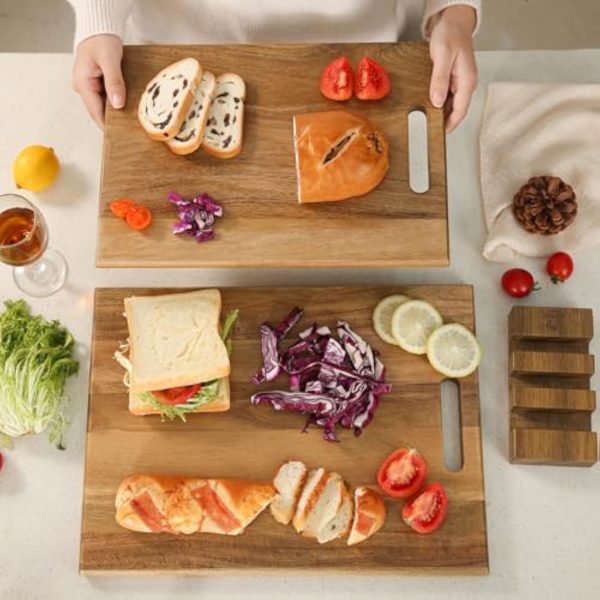 Acacia Wood Cutting Board Set of 3 with Handle Thick Butcher Block Wooden Chopping Boards for Meat Vegetables Cheese Fruit China Products Manufacturer - Image 7