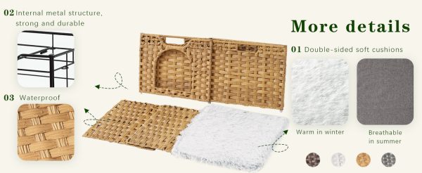 Foldable Rattan Cat Bed House Indoor Large Pet Cave with Soft Mat Kitten Hideout with Hooks for Living Room or Bedroom Bamboo Wooden Products Manufacturer - Image 7
