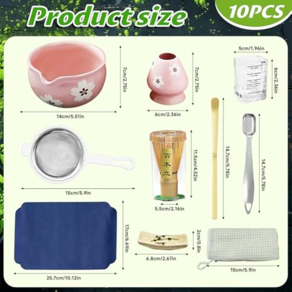 Traditional Matcha Whisk Set with Ceramic Bowl Scoop Sifter Holder 5 Pcs Japanese Tea Ceremony Kit for Beginners and Experts China Products Manufacturer - Image 4