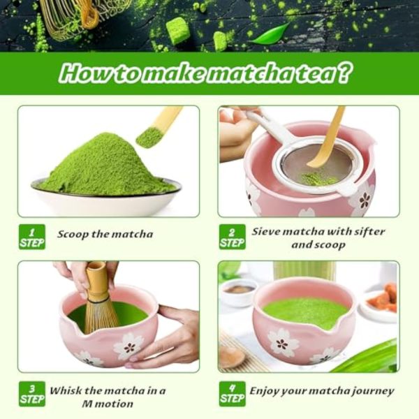 Traditional Matcha Whisk Set with Ceramic Bowl Scoop Sifter Holder 5 Pcs Japanese Tea Ceremony Kit for Beginners and Experts China Products Manufacturer - Image 6