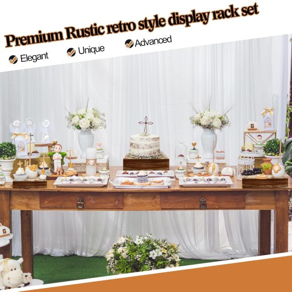 Rustic Wood Display Risers Set of 4 Stackable Wooden Cake Cupcake Stands Black Brown for Dessert Wedding Party Table Decoration China Products Manufacturer - Image 5