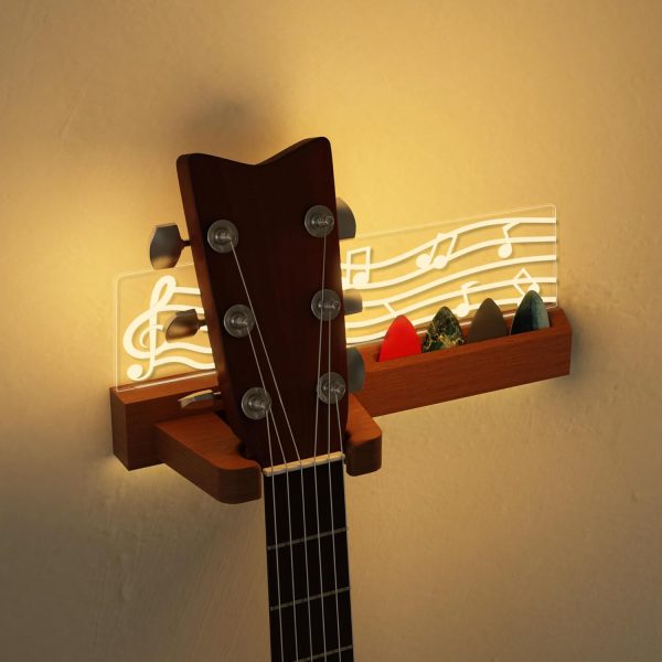 Wood Guitar Wall Mount Stand with Pick Holder Acrylic Hook for Acoustic Electric Bass Ukulele Gift for Men Guitarist Music Lover China Products Manufacturer - Image 7