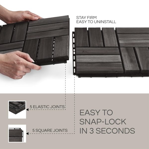 Acacia Interlocking Deck Tiles Outdoor Patio Garden Flooring for Balcony Porch Poolside Flooring - Image 4