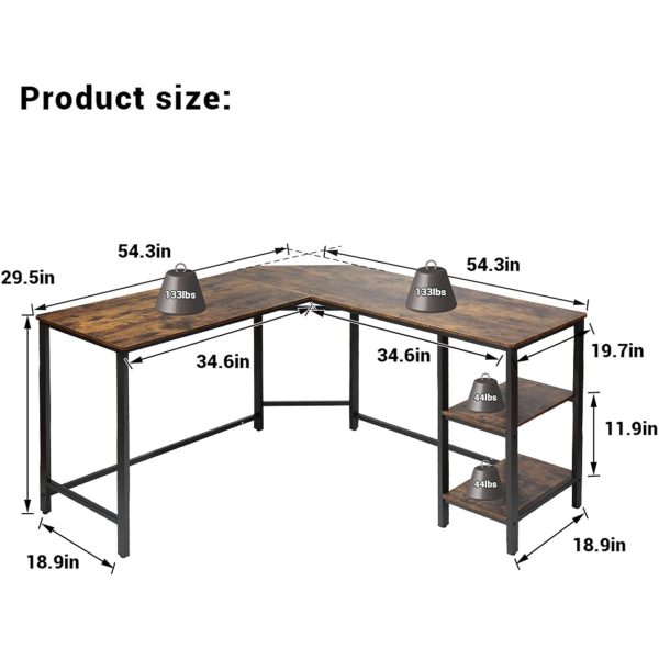 Corner Writing Desk with Storage Cabinet Study for Workstation Studying L Shaped Computer Desk for Home Office - Image 7