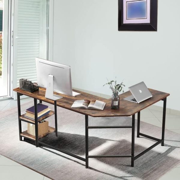 Corner Writing Desk with Storage Cabinet Study for Workstation Studying L Shaped Computer Desk for Home Office - Image 6