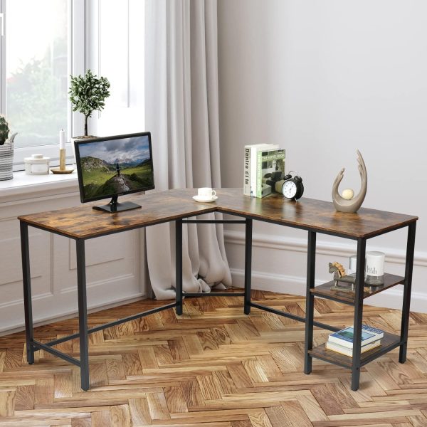 Corner Writing Desk with Storage Cabinet Study for Workstation Studying L Shaped Computer Desk for Home Office - Image 4