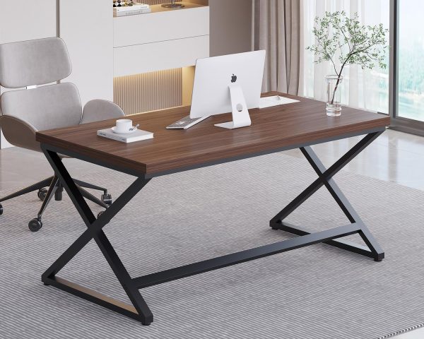 Stylish Work Desk for Home Office Writing Study Desk for Writers Gaming Laptop Workstation Executive Computer Table - Image 5