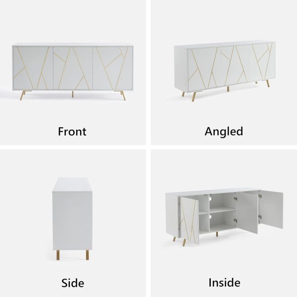 Large Capacity Sideboard Buffet with Storage for Home Organizing Elegant Accent Cabinet with Glass Shelves for Display - Image 7