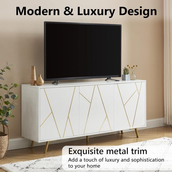Large Capacity Sideboard Buffet with Storage for Home Organizing Elegant Accent Cabinet with Glass Shelves for Display - Image 5