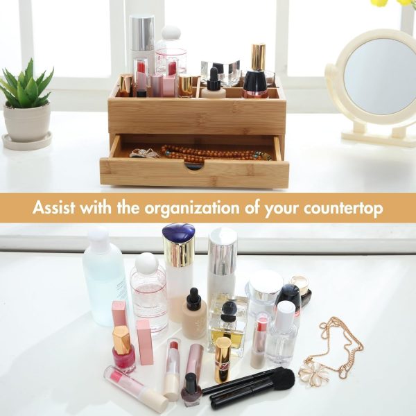 Natural Bamboo Makeup Organizer with Removable Drawer Compact Wooden Storage Box for Cosmetics Jewelry and Personal Items China Products Manufacturer - Image 3