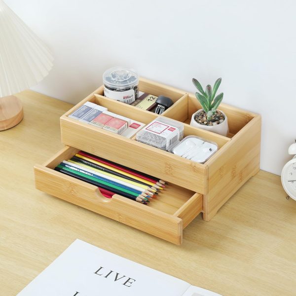 Natural Bamboo Makeup Organizer with Removable Drawer Compact Wooden Storage Box for Cosmetics Jewelry and Personal Items China Products Manufacturer - Image 2
