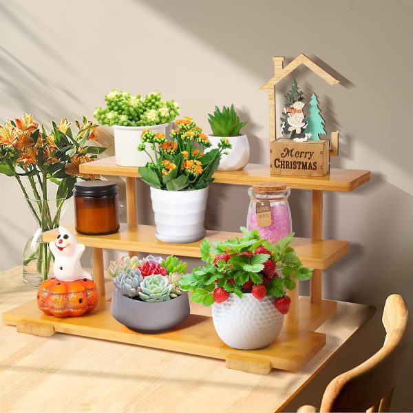 3 and 4 Tier Bamboo Display Rack Perfume and Cosmetic Organizer Multipurpose Storage Shelf for Bathroom Kitchen Counter Vanity or Dessert Stand China Products Manufacturer - Image 2