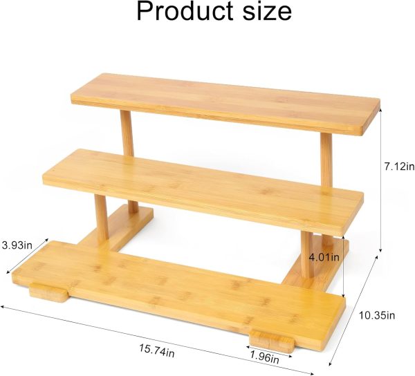 3 and 4 Tier Bamboo Display Rack Perfume and Cosmetic Organizer Multipurpose Storage Shelf for Bathroom Kitchen Counter Vanity or Dessert Stand China Products Manufacturer - Image 3