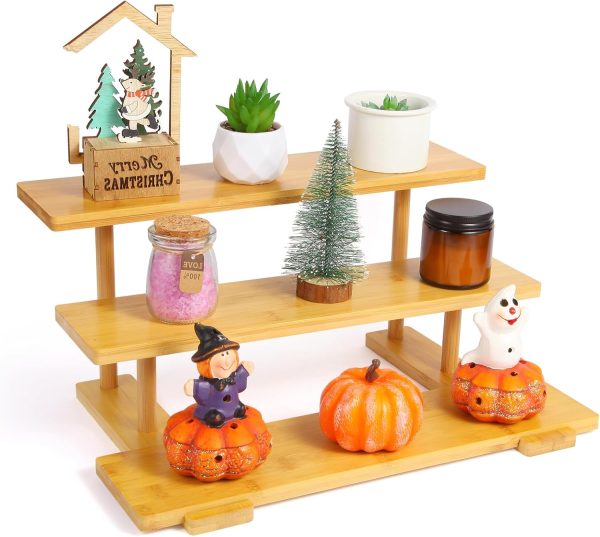3 and 4 Tier Bamboo Display Rack Perfume and Cosmetic Organizer Multipurpose Storage Shelf for Bathroom Kitchen Counter Vanity or Dessert Stand China Products Manufacturer