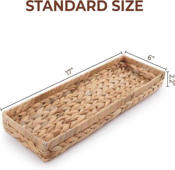 Durable Rattan Style Bathroom Tray 16x6 Inch Toilet Tank Organizer Vanity Tray for Storage and Decor China Products Manufacturer - Image 4