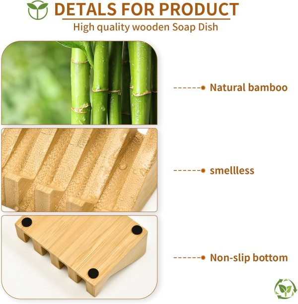 2PCS Bamboo Soap Dish Self Draining Wooden Soap Holder with Waterproof Coating and Anti-Slip Feet Eco-Friendly Bar Soap Saver for Bathroom and Kitchen China Products Manufacturer - Image 4