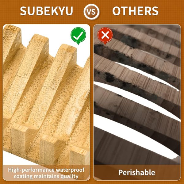 2PCS Bamboo Soap Dish Self Draining Wooden Soap Holder with Waterproof Coating and Anti-Slip Feet Eco-Friendly Bar Soap Saver for Bathroom and Kitchen China Products Manufacturer - Image 2