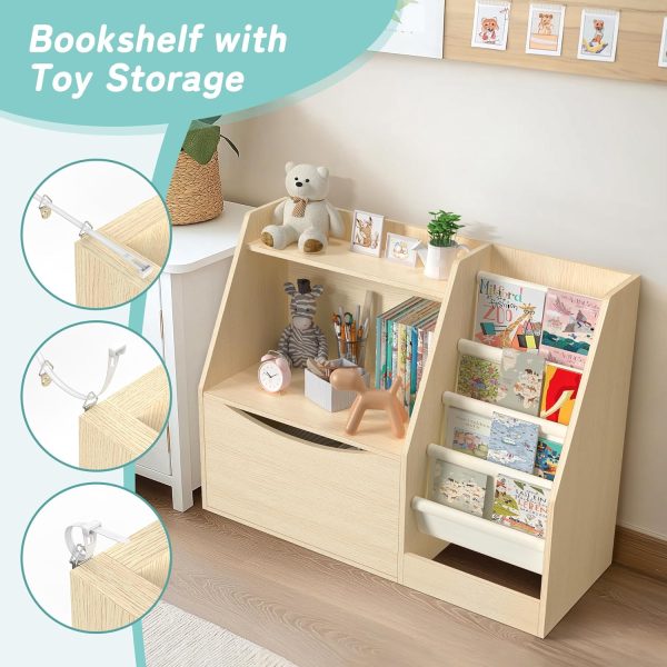 Kids 2 Tier Bookshelf Book Storage 4 Sling Toddler Bookshelf for Toddler Book Organization China Factory - Image 5