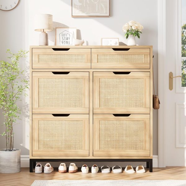 Entryway Shoe Cabinet with Doors Dustproof Adjustable Shelves Ideal for Sneakers Boots Storage Doors Multi Layer Shoe Storage China Factory - Image 6
