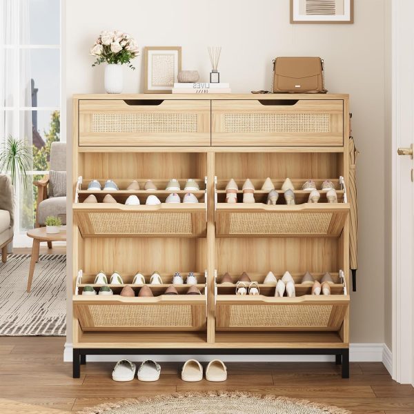 Entryway Shoe Cabinet with Doors Dustproof Adjustable Shelves Ideal for Sneakers Boots Storage Doors Multi Layer Shoe Storage China Factory - Image 5