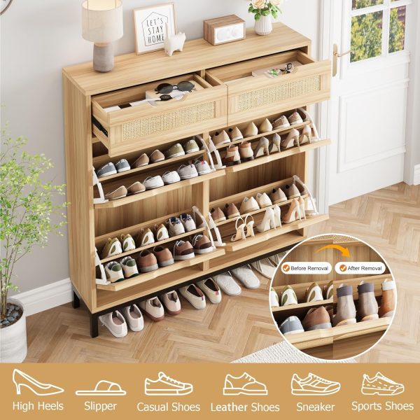 Entryway Shoe Cabinet with Doors Dustproof Adjustable Shelves Ideal for Sneakers Boots Storage Doors Multi Layer Shoe Storage China Factory - Image 4