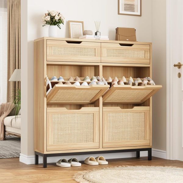 Entryway Shoe Cabinet with Doors Dustproof Adjustable Shelves Ideal for Sneakers Boots Storage Doors Multi Layer Shoe Storage China Factory - Image 2