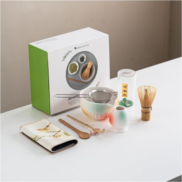 Matcha Whisk Set with Ceramic Bowl Scoop Spoon Filter Whisk China Factory - Image 7