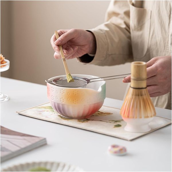 Matcha Whisk Set with Ceramic Bowl Scoop Spoon Filter Whisk China Factory - Image 5