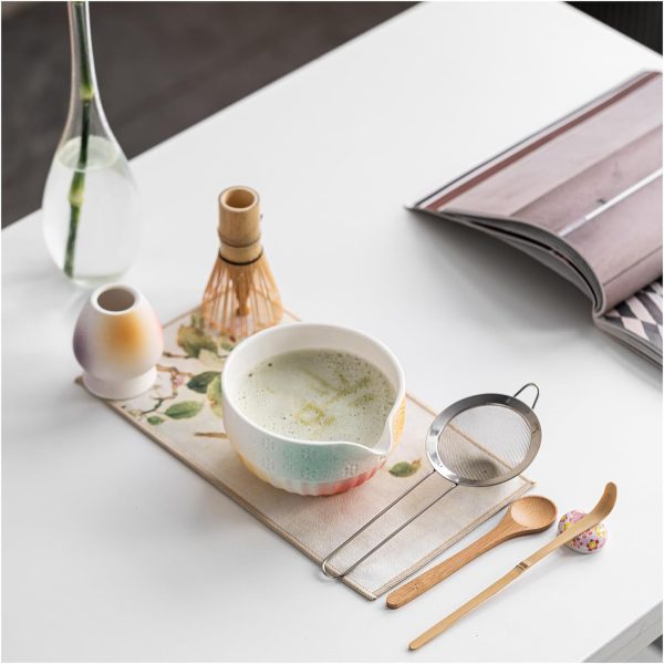 Matcha Whisk Set with Ceramic Bowl Scoop Spoon Filter Whisk China Factory - Image 2