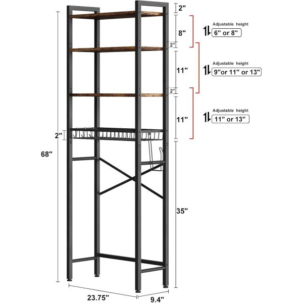 4 Tier Bathroom Organizer Shelf Over Toilet with Adjustable Shelf Space Saving for Shampoo Towel Storage China Factory - Image 7