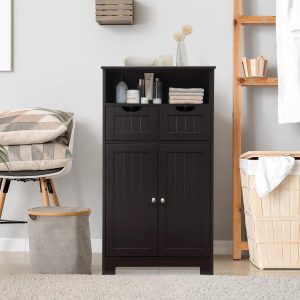 Bathroom Floor Cabinet with Open Shelf 2 Doors 2 Adjustable Drawers Standing Storage Cupboard for Bathroom Kitchen Living Room Home Office China Products Manufacturer