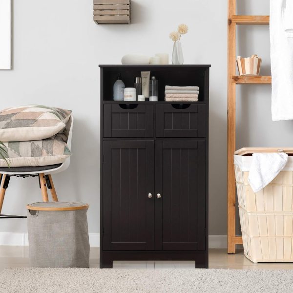 Bathroom Floor Cabinet with Open Shelf 2 Doors 2 Adjustable Drawers Standing Storage Cupboard for Bathroom Kitchen Living Room Home Office China Products Manufacturer