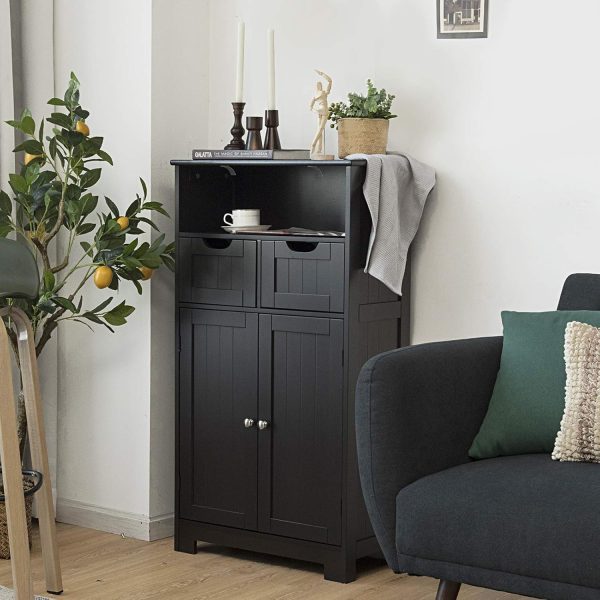 Bathroom Floor Cabinet with Open Shelf 2 Doors 2 Adjustable Drawers Standing Storage Cupboard for Bathroom Kitchen Living Room Home Office China Products Manufacturer - Image 4