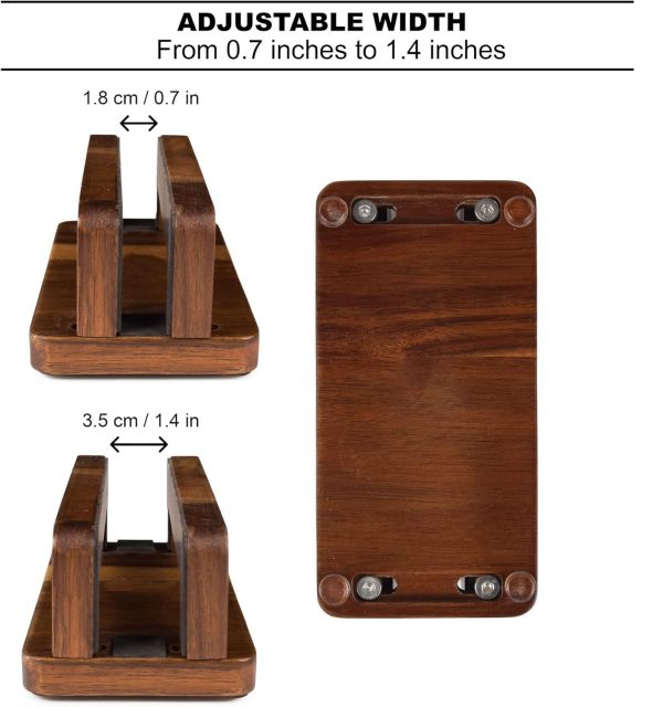 3 Slots Acacia Wood Vertical Laptop Stand Adjustable Wooden Laptop Holder Dock Non Slip Storage Rack Compatible with MacBook Surface Gaming Laptops Tablets China Products Manufacturer - Image 7