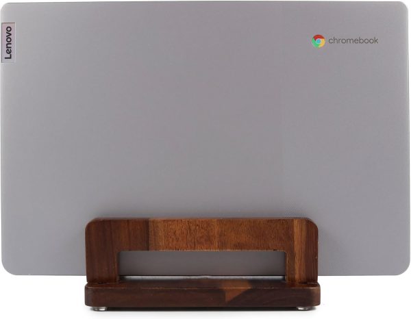 3 Slots Acacia Wood Vertical Laptop Stand Adjustable Wooden Laptop Holder Dock Non Slip Storage Rack Compatible with MacBook Surface Gaming Laptops Tablets China Products Manufacturer - Image 2