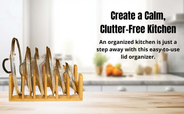 Kitchen Cabinet Organizer Bamboo Pot and Pan Rack Multiuse Lid Holder Durable Sturdy Bamboo Cookware Organizer for Inside Cabinet Cutting Boards and Dishes China Products Manufacturer - Image 2