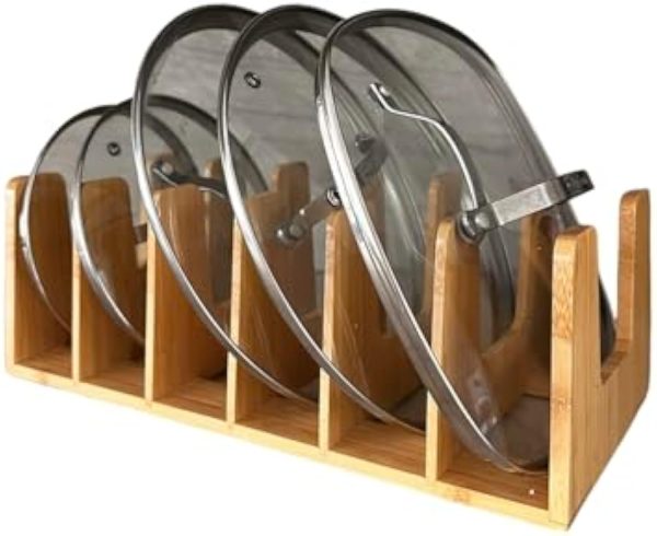 Kitchen Cabinet Organizer Bamboo Pot and Pan Rack Multiuse Lid Holder Durable Sturdy Bamboo Cookware Organizer for Inside Cabinet Cutting Boards and Dishes China Products Manufacturer